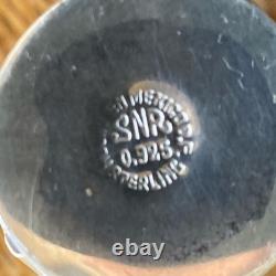 Sterling Silver925 &Floral Etch Glass 3.5x11 Tray, 4 Glasses. 3.5oz witho glass