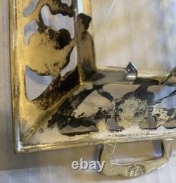 Sterling Silver925 &Floral Etch Glass 3.5x11 Tray, 4 Glasses. 3.5oz witho glass