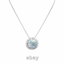 Sterling Silver 18 Textured Edge Ancient Roman Glass Necklace