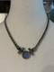 Sterling Silver & 18k Blue Venetian Glass With Etched Cherubs Necklace