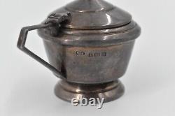 Sterling Silver 1936 George Boot Cobalt Glass Lidded Salt Cellar 82