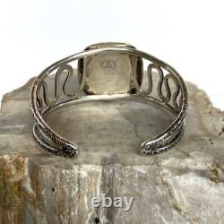 Sterling Silver 925 Artisan Carol Silrum Dichroic Glass Cuff Bracelet Sz 6.5