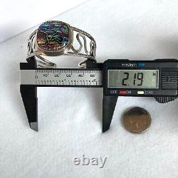 Sterling Silver 925 Artisan Carol Silrum Dichroic Glass Cuff Bracelet Sz 6.5