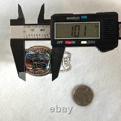 Sterling Silver 925 Artisan Carol Silrum Dichroic Glass Cuff Bracelet Sz 6.5