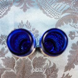Sterling Silver 925 Blue Goblet Glass Antique Salt & Pepper Shakers