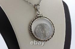 Sterling Silver 925 Glass Encased Worn 1568 KB Patrona Hungarian Coin Pendant