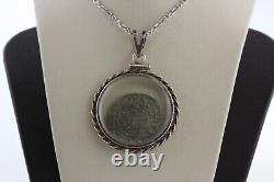 Sterling Silver 925 Glass Encased Worn 1568 KB Patrona Hungarian Coin Pendant