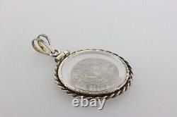 Sterling Silver 925 Glass Encased Worn 1568 KB Patrona Hungarian Coin Pendant