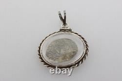 Sterling Silver 925 Glass Encased Worn 1568 KB Patrona Hungarian Coin Pendant
