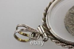 Sterling Silver 925 Glass Encased Worn 1568 KB Patrona Hungarian Coin Pendant