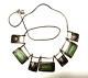 Sterling Silver 925 Green Art Glass Necklace? 16.5 Southwest / Mexican Style