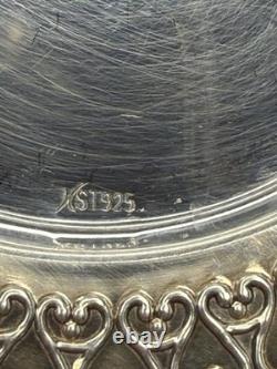 Sterling Silver 925 Honey Jar w Lid Glass Base Art Nouveau