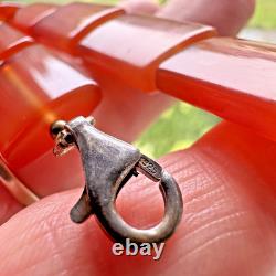 Sterling Silver 925 Modernist Necklace Vintage Glass Amber Carnelian