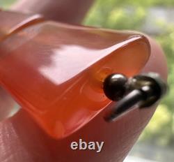 Sterling Silver 925 Modernist Necklace Vintage Glass Amber Carnelian