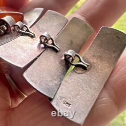 Sterling Silver 925 Modernist Necklace Vintage Glass Amber Carnelian