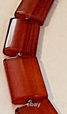 Sterling Silver 925 Modernist Necklace Vintage Glass Amber Carnelian