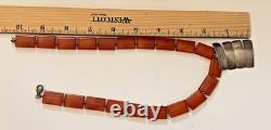 Sterling Silver 925 Modernist Necklace Vintage Glass Amber Carnelian