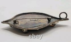 Sterling Silver 925 Modernist Signed YP Roman Glass Multi Stone Brooch Pendant