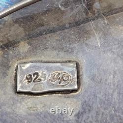 Sterling Silver 925 Modernist Signed YP Roman Glass Multi Stone Brooch Pendant