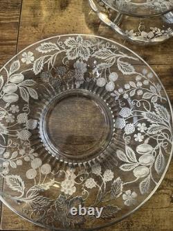Sterling Silver (. 925) Overlay Etched glass pitcher and plates