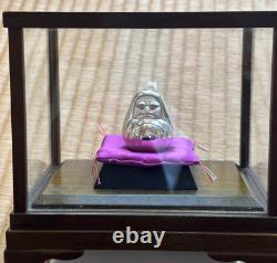 Sterling Silver 970 Japanese Lucky Charm Daruma Dharma Doll Figurine Glass Case
