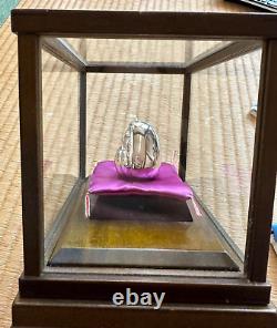 Sterling Silver 970 Japanese Lucky Charm Daruma Dharma Doll Figurine Glass Case