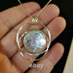 Sterling Silver ANCIENT ROMAN GLASS CIRCLES 18 Necklace, With AUTHENTICITY CERT