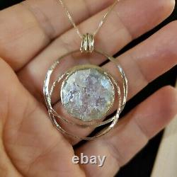 Sterling Silver ANCIENT ROMAN GLASS CIRCLES 18 Necklace, With AUTHENTICITY CERT