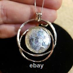 Sterling Silver ANCIENT ROMAN GLASS CIRCLES 18 Necklace, With AUTHENTICITY CERT
