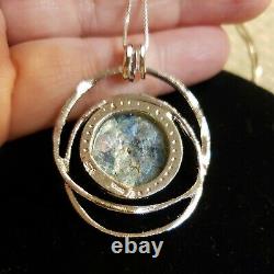 Sterling Silver ANCIENT ROMAN GLASS CIRCLES 18 Necklace, With AUTHENTICITY CERT