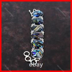 Sterling Silver American Dichroic Glass Gemstone Chain Daughter Bracelet Jewelry