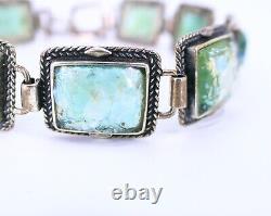 Sterling Silver Ancient Roman Glass Panel Toggle Bracelet Signed B Israel