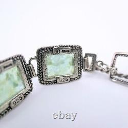 Sterling Silver Ancient Roman Glass Panel Toggle Bracelet Signed B Israel