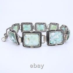 Sterling Silver Ancient Roman Glass Panel Toggle Bracelet Signed B Israel