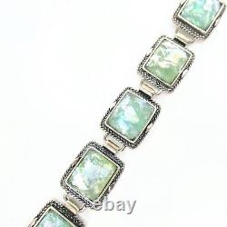 Sterling Silver Ancient Roman Glass Panel Toggle Bracelet Signed B Israel