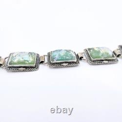 Sterling Silver Ancient Roman Glass Panel Toggle Bracelet Signed B Israel