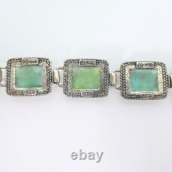 Sterling Silver Ancient Roman Glass Panel Toggle Bracelet Signed B Israel