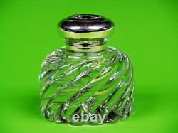 Sterling Silver And Cut-Glass Inkwell. Attributed To Baccarat From Franc. 6.25 LB