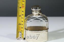 Sterling Silver And Glass Pocket Size Hip Flask 1897 Aa