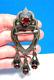Sterling Silver Anodized Red Glass Antique Pin Brooch Dangling 15.4 Grams