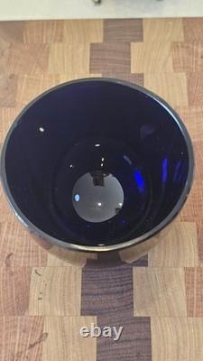 Sterling Silver Antique Bon-Bon Dish 1899 & perfect condition Cobalt Glass Liner