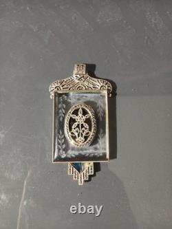 Sterling Silver Art Deco Marcasite And Glass Pendant