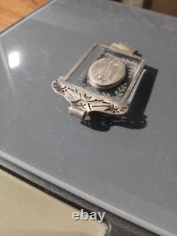Sterling Silver Art Deco Marcasite And Glass Pendant