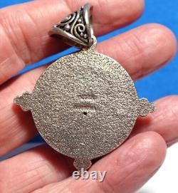 Sterling Silver Ba Indonesia Opaque Cream Glass Pendant 18.6 Grams 1 1/2 X 2