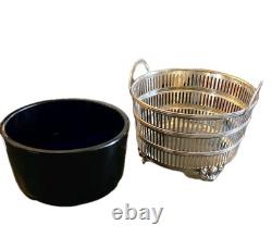 Sterling Silver Basket with Blue Glass Liner by Watson Co USA early 1900