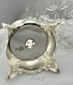 Sterling Silver Ben Yehuda Hazorfim Base Footed Compote Centerpiece Glass Bowl