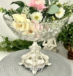 Sterling Silver Ben Yehuda Hazorfim Base Footed Compote Centerpiece Glass Bowl
