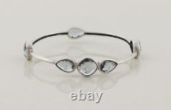 Sterling Silver Blue Glass Admire Bangle Bracelet 8 Silpada