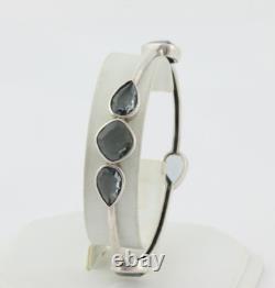 Sterling Silver Blue Glass Admire Bangle Bracelet 8 Silpada