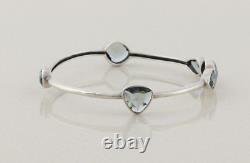 Sterling Silver Blue Glass Admire Bangle Bracelet 8 Silpada